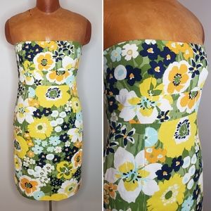 Vintage 1970s flower power strapless dress